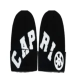 Front view of Project Capri Beanie Black with classic folded cuff design