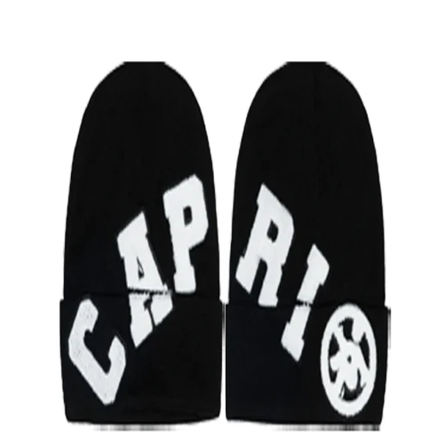 Front view of Project Capri Beanie Black with classic folded cuff design