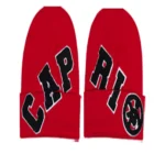Front view of Project Capri Beanie Red featuring a folded cuff knit design