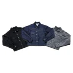 Front view of Project Capri Denim Jacket featuring button closure and chest pockets
