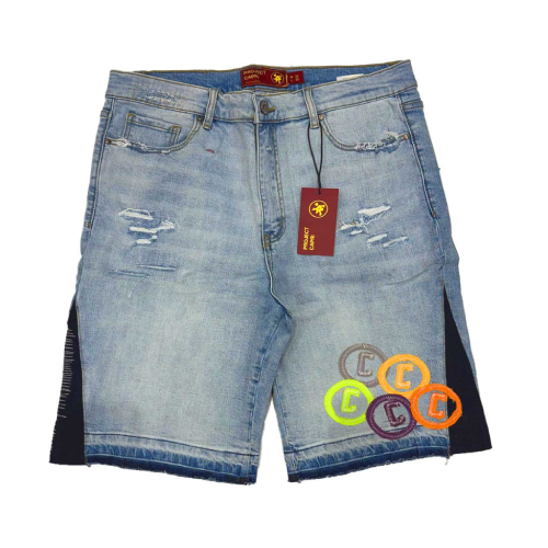 Project Capri Denim Jorts Blue front view showcasing premium blue denim fabric and relaxed fit design