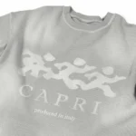 Model wearing Project Capri Essentials Thermal Tee Grey side profile