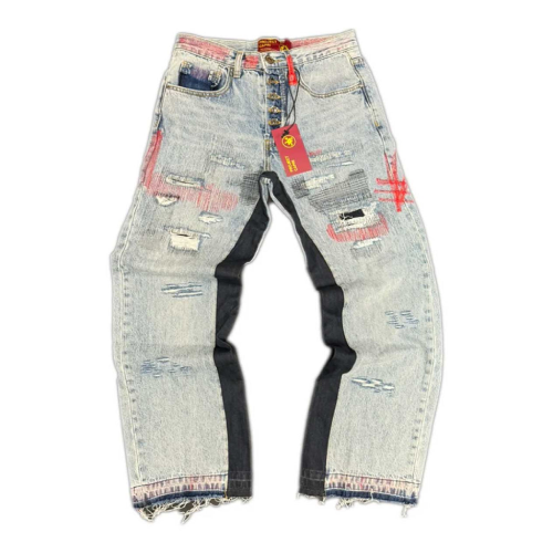 Project Capri Redrum Denim Pants Blue front view showcasing premium denim construction