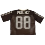 Project Capri Running Man Jersey Brown back view with premium mesh fabric construction