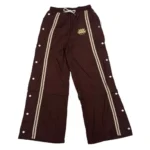 Project Capri Running Man Track Pants Brown front view with signature graphic detail