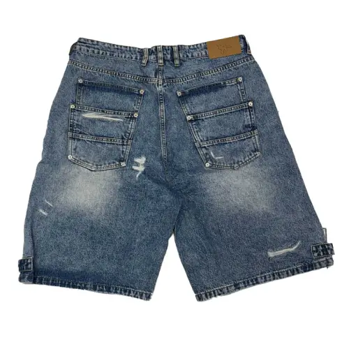 Project Capri Triple Pocket Jorts Blue back view displaying denim craftsmanship