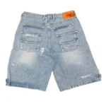 Project Capri Triple Pocket Jorts Light Blue back view featuring durable denim construction