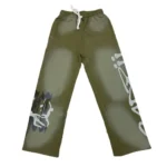 Project Capri Zombie Sweatpants Green front view with zombie graphic streetwear design
