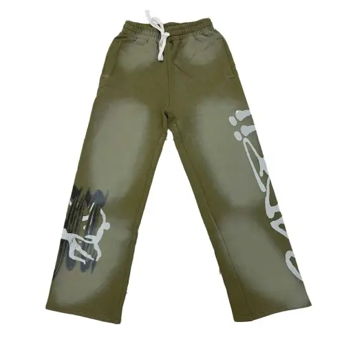 Project Capri Zombie Sweatpants Green front view with zombie graphic streetwear design