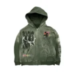 Project Capri Zombie ZipUp Hoodie front view showing full zipper and zombie graphic design