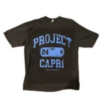 Front view of Project 24 Capri Black T-Shirt with premium graphic print