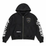 Front view of Project Capri Black 009-3 Zip Hoodie