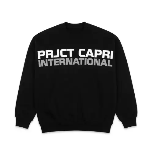 Front view of Project 24 Capri Black T-Shirt with premium graphic print