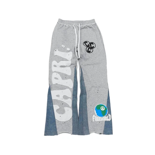 Project Capri Denim Flared Grey Sweats front view