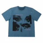 Front view of Project Capri Blue Graphic T-Shirt with bold graphic print