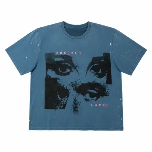 Front view of Project Capri Blue Graphic T-Shirt with bold graphic print