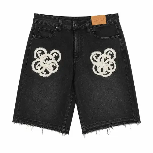 Front view of Project Capri Black Denim Jorts with relaxed fit