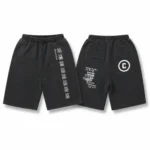 Front view of Project Capri Black Fleece Jorts with relaxed fit