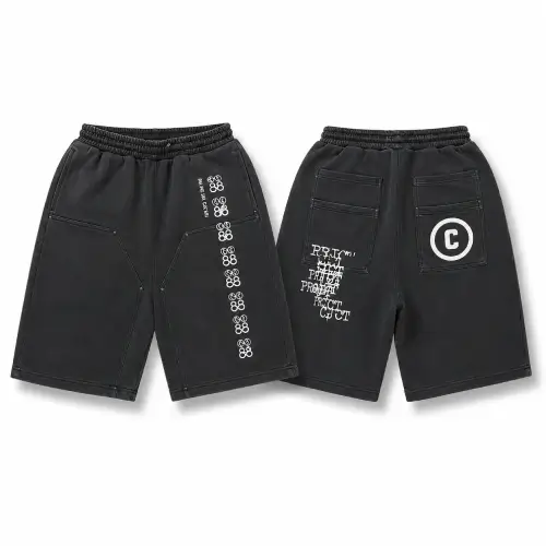 Front view of Project Capri Black Fleece Jorts with relaxed fit