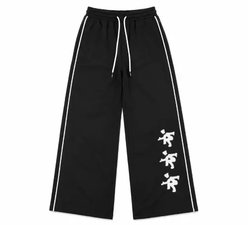 Project Capri Black Graphic Sweatpants Front view of Project Capri Black Graphic Sweatpants with premium printed design