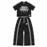 Front view of Project Capri Black Jersey & Track Pants Set