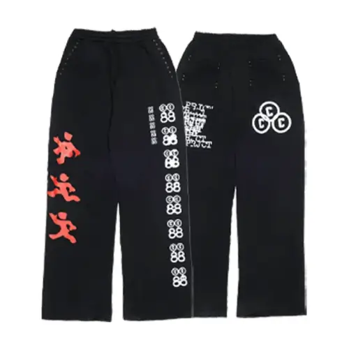 Front view of Project Capri Black Studded Sweatpants with premium studded detailing