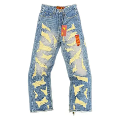 Front view of Project Capri Distressed Denim Jeans with ripped detailing