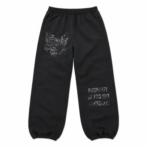 Front view of Project Capri Graphic Fleece Sweatpants with premium streetwear graphic