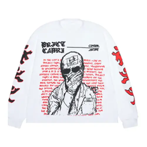 Front view of Project Capri Graphic Long Sleeve T-Shirt with premium graphic print
