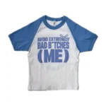 Project Capri Graphic Tee Blue front view with bold streetwear graphic