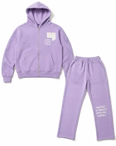 Front view of Project Capri Lavender Fleece Tracksuit Set
