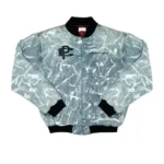 Front view of Project Capri Marble Bomber Jacket with marble-inspired design
