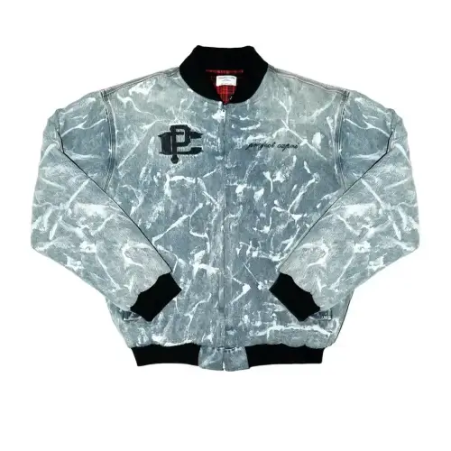 Front view of Project Capri Marble Bomber Jacket with marble-inspired design
