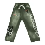 Front view of Project Capri Olive Zombie Sweatpants with graphic design