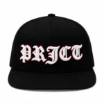 Front view of Project Capri PRJCT Logo Snapback Cap with embroidered logo