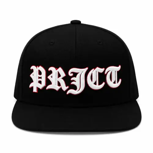 Front view of Project Capri PRJCT Logo Snapback Cap with embroidered logo