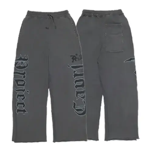 Front view of Project Capri Washed Graphic Sweatpants with vintage washed finish